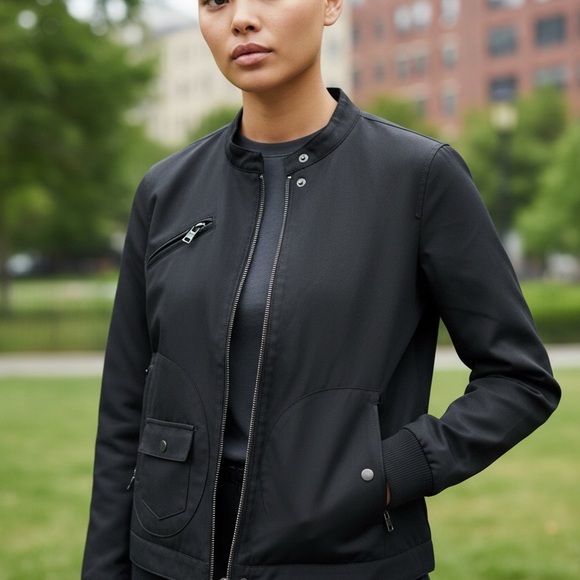 AX Armani Exchange Women’s size M Moto Biker Jacket Black - Picture 4 of 11